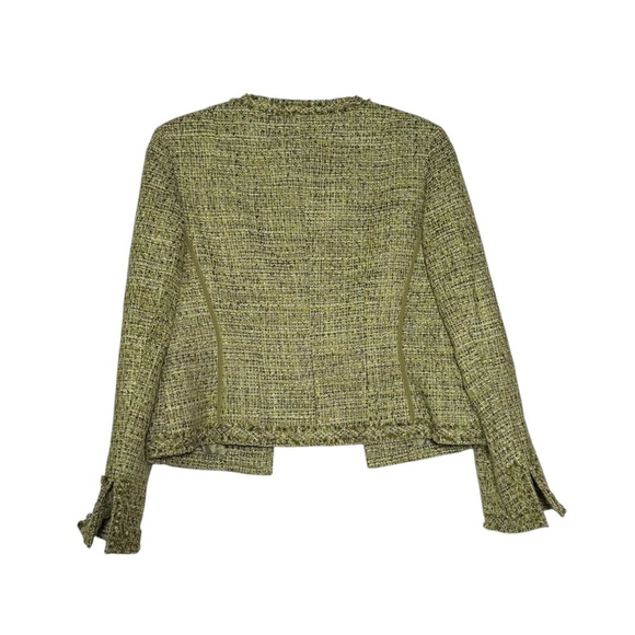 Talbots Blazer Jacket Green and Black Tweed Size 4 Made of Italian Fabric Career - Picture 2 of 12